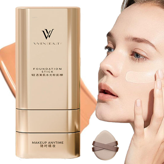 Vivien Beauty Foundation Stick, 2-in-1 Multi-use Hydrating Foundation Stick with Brush, Long-Lasting Natural Matte Finish, Lightweight, Waterproof, 20g, Suitable for All Skin Types,#2 Natural Color